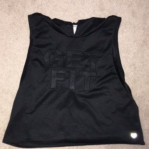 Mesh cropped muscle athletic tank